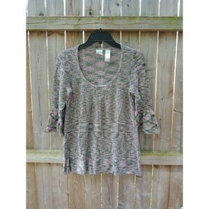 Emma James sweater top shiny silver pink green purple petite medium